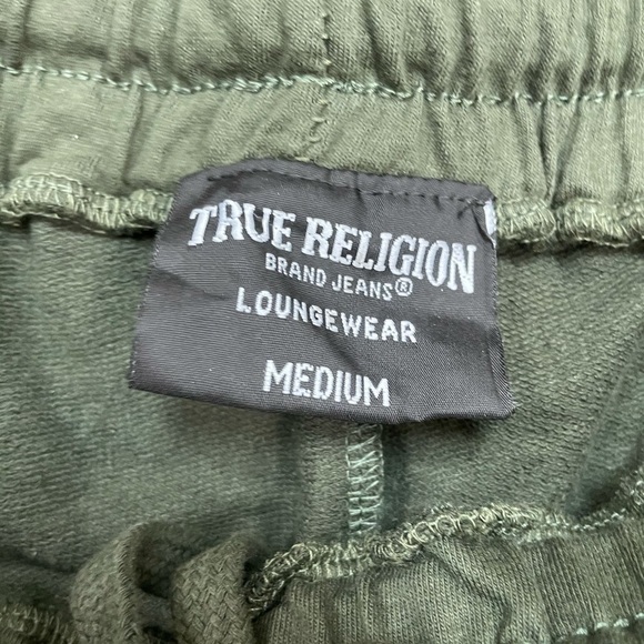 New True Religions Olive Green gold sweat shorts - Picture 5 of 7